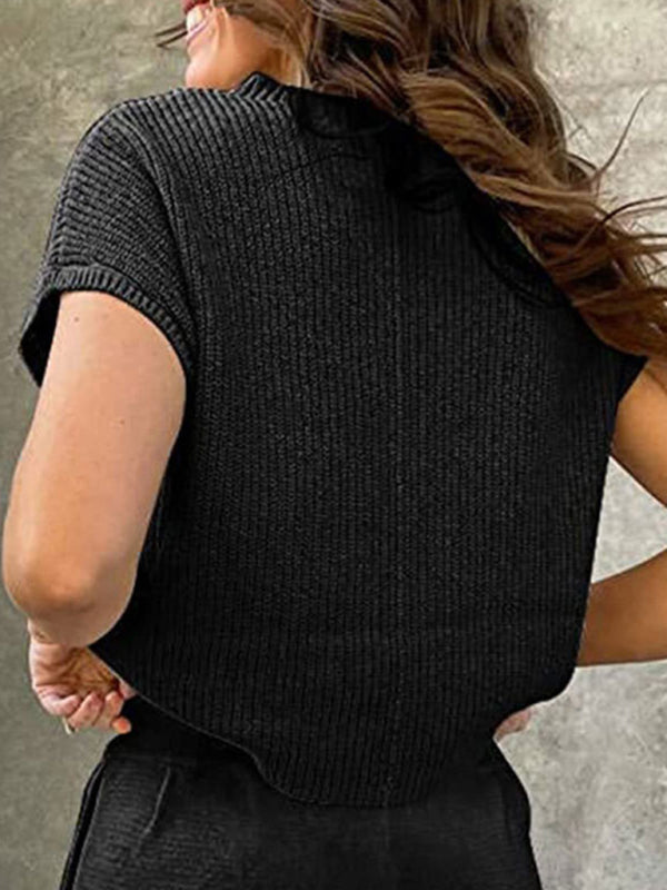 Levoire | Motek Femmes Gilet Tricot Sans Manches Poche Veste Tricot Détente