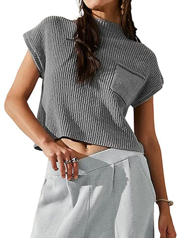 Levoire | Motek Femmes Gilet Tricot Sans Manches Poche Veste Tricot Détente