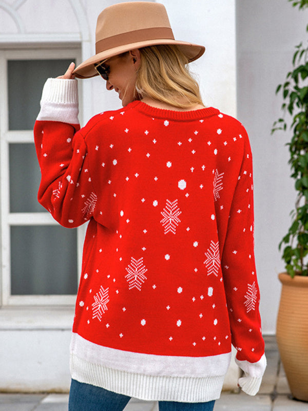 Levoire | Renne de Noël tête flocon de neige jacquard pull tricot