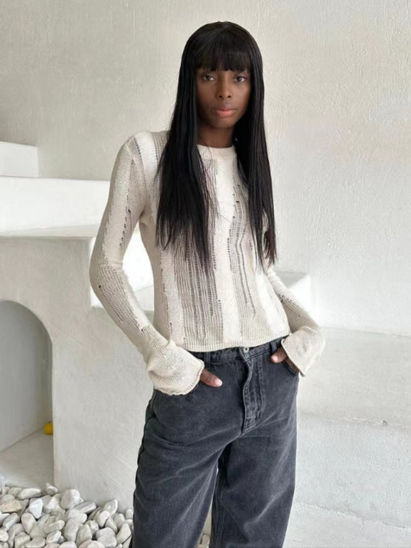 Levoire | Nouvelle chemise de mode à col rond en velours côtelé contrasté moderne Blanc