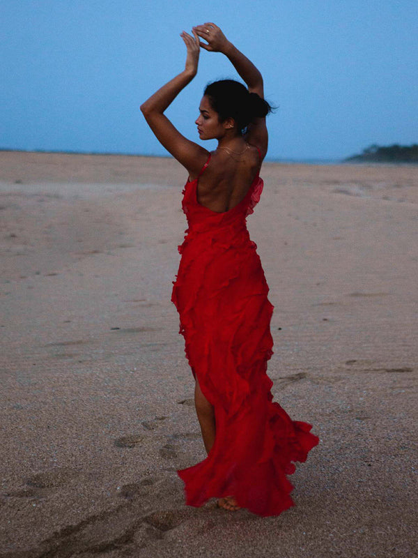 Levoire | Robe longue sans dos fente à bretelles