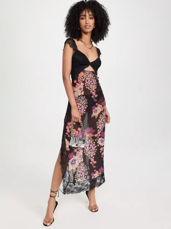 Levoire | Glamour robe maxi dentelle noir