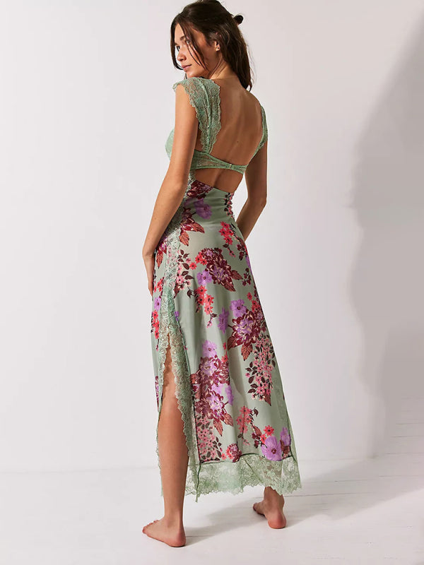 Levoire | Robe Maxi Florale Élégante Transparente Dos