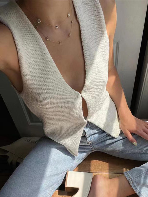 Levoire | Femmes Profond V Sexy Nouveau Sans Manches Chaud Fille Pull Vêtements
