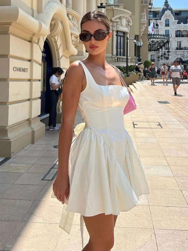 Levoire | Sophistiquée robe mini dos nœud Blanc