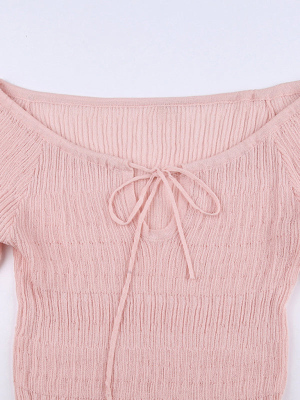 Levoire | V-neck ouvert épaule pull à manches longues