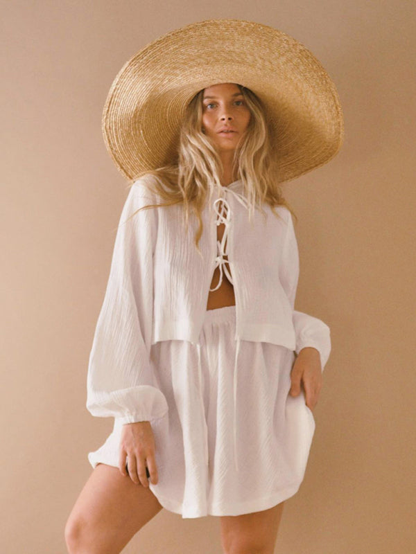 Levoire | Femmes Shorts Pull Nuit ensemble Blanc