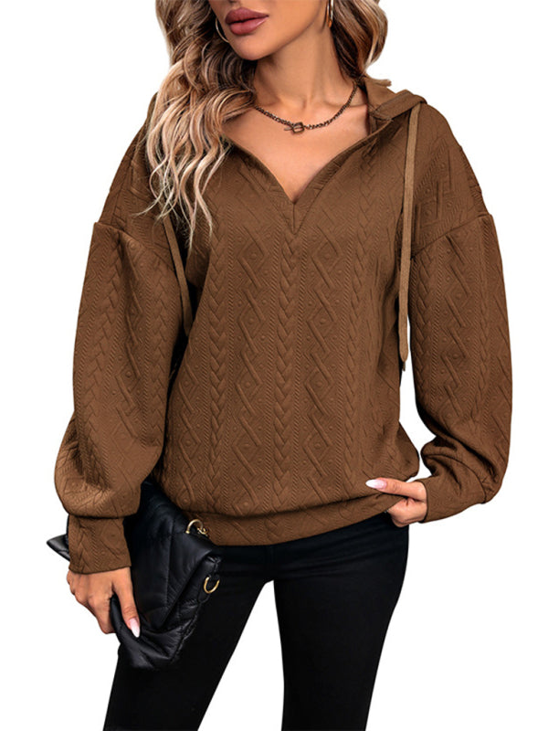 Levoire | Femme nouveau unicolore tricoté long hoodie-sweatshirt