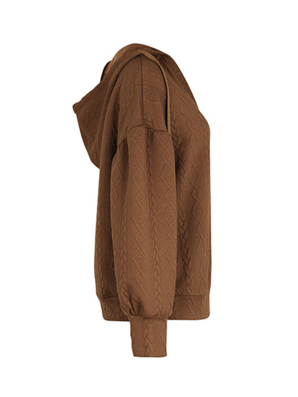 Levoire | Femme nouveau unicolore tricoté long hoodie-sweatshirt