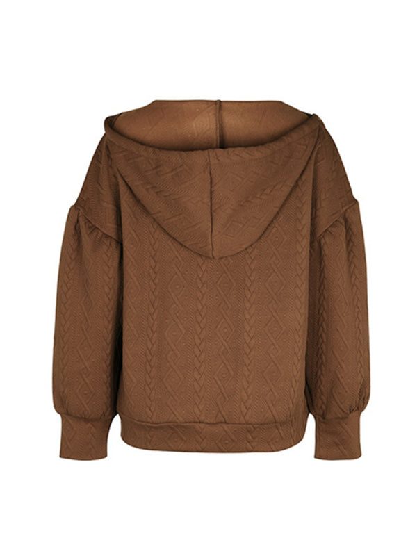 Levoire | Femme nouveau unicolore tricoté long hoodie-sweatshirt