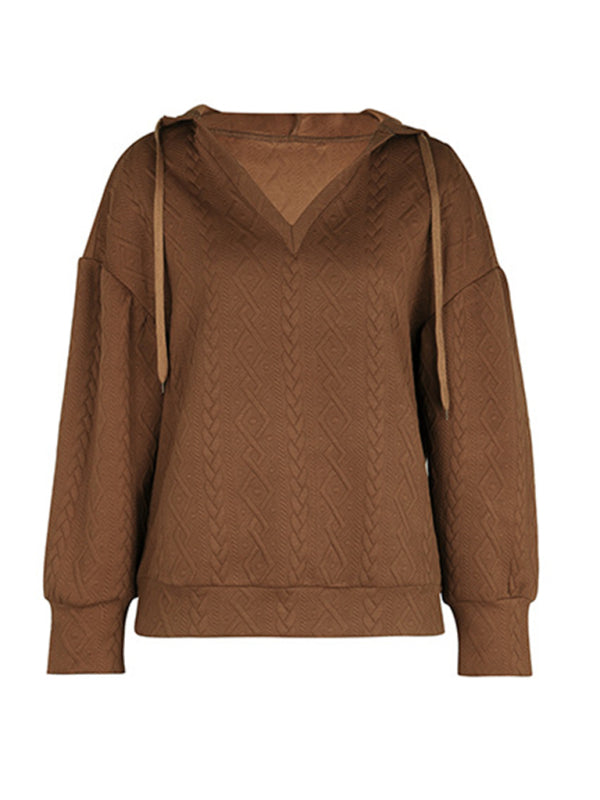 Levoire | Femme nouveau unicolore tricoté long hoodie-sweatshirt