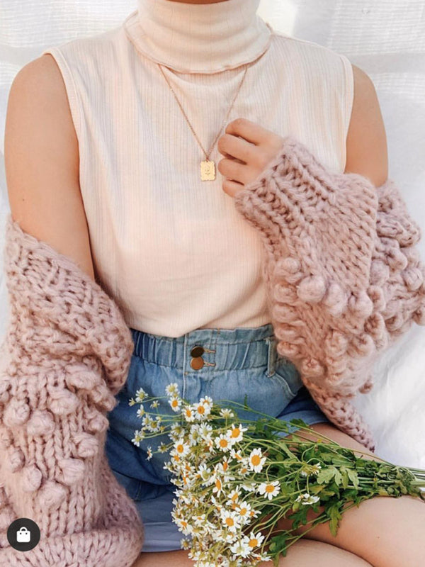 Levoire | Femme Pull Cardigan Épais Tricoté Long À Manches Longues Twist Lâche