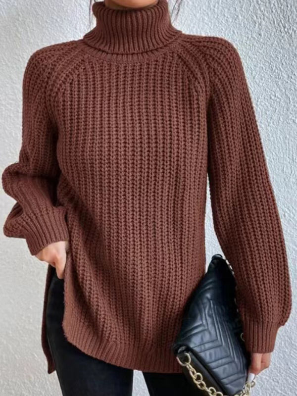 Levoire | Pour femmes pull décontracté col rond fente pull ample Braun