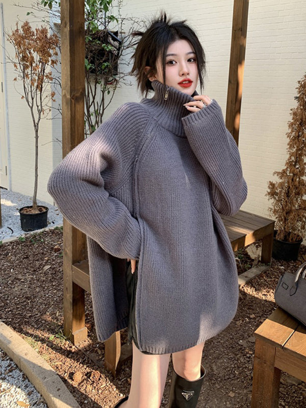 Levoire | Chemise à col roulé pour femmes avec design à fermeture éclair sur le côté Harmaa VAPAAT TAILLE