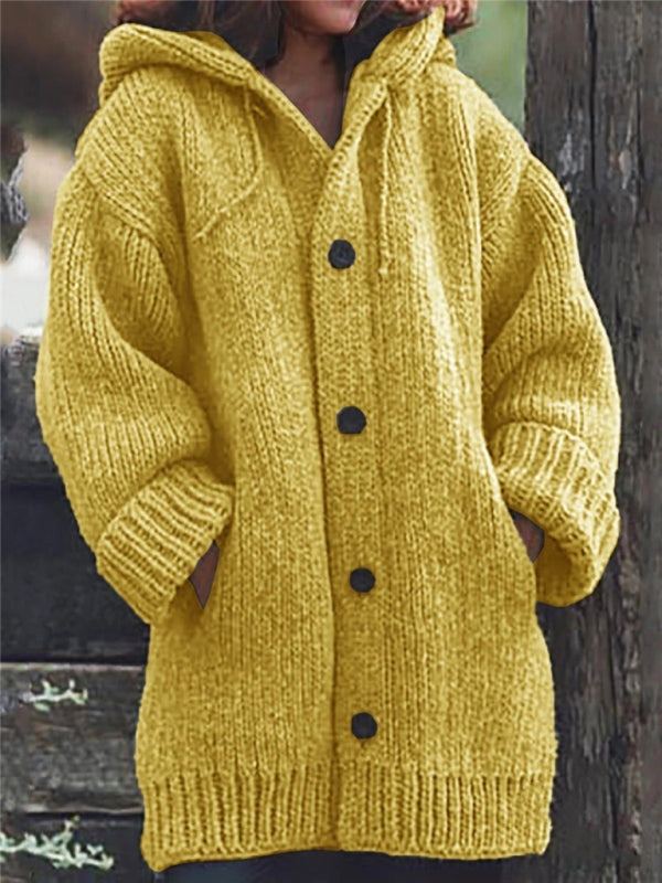 Levoire | femmes loose chaude hoodie cardigan hoodie Jaune