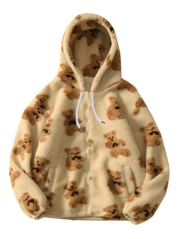 Levoire | Teddy-imprimé hoodie en teddy polaire ample