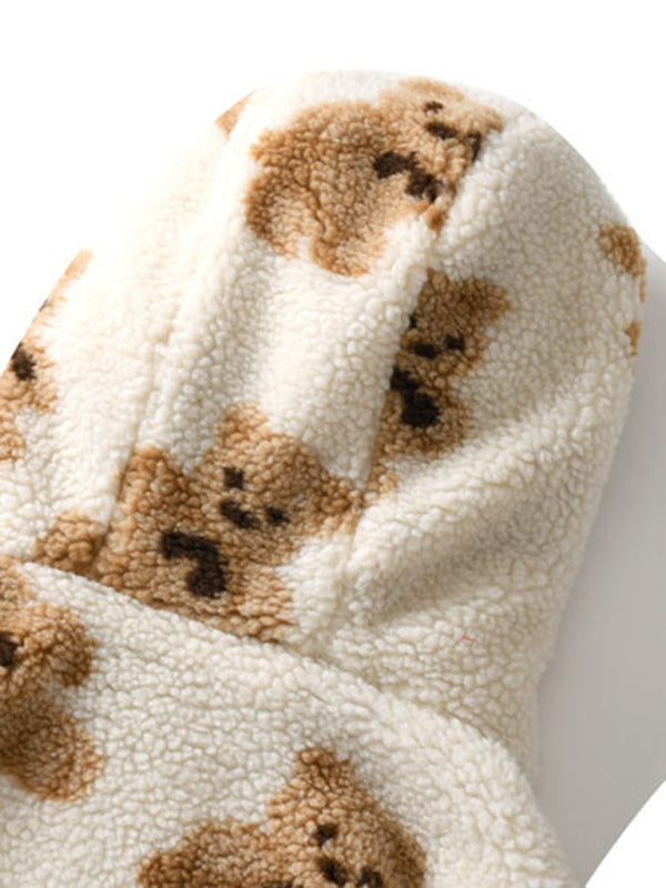Levoire | Teddy-imprimé hoodie en teddy polaire ample