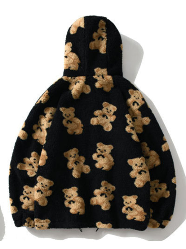 Levoire | Teddy-imprimé hoodie en teddy polaire ample