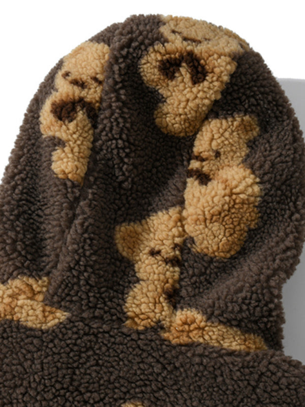 Levoire | Teddy-imprimé hoodie en teddy polaire ample