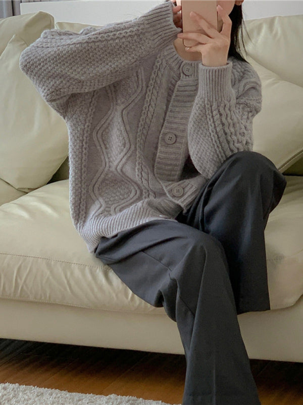 Levoire | Femme Twist-Button pull-over ample Gris TAILLE GRATUITE