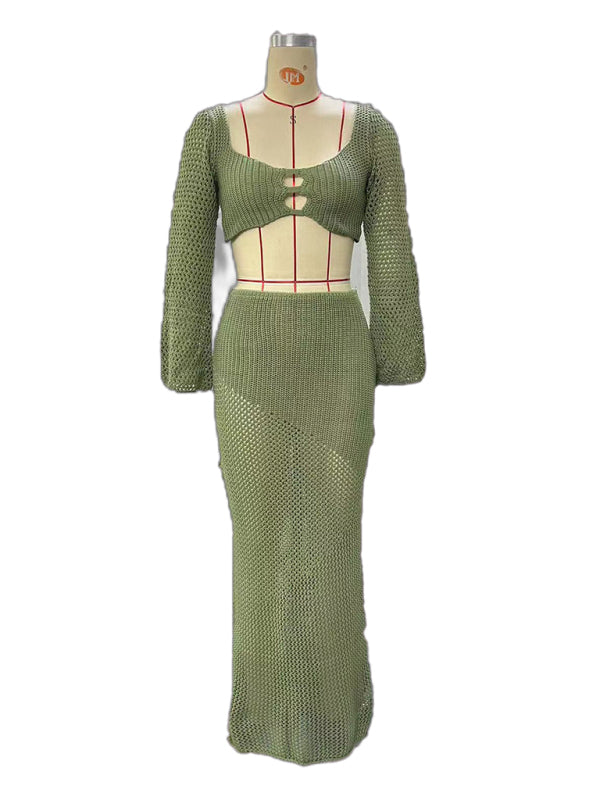 Levoire | Sitominen Long Sleeve Plate Highlighting Casual Maxi Skirt Dressed