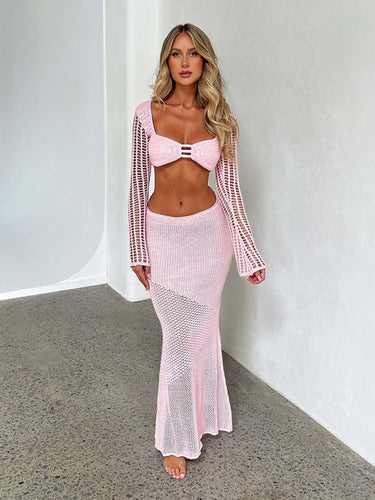 Levoire | Sitominen Long Sleeve Plate Highlighting Casual Maxi Skirt Dressed