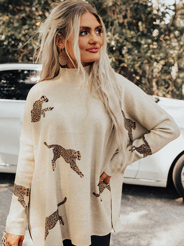 Levoire | Naaras Imprimé Léopard Bord Manteau Roulé Krakker khaki