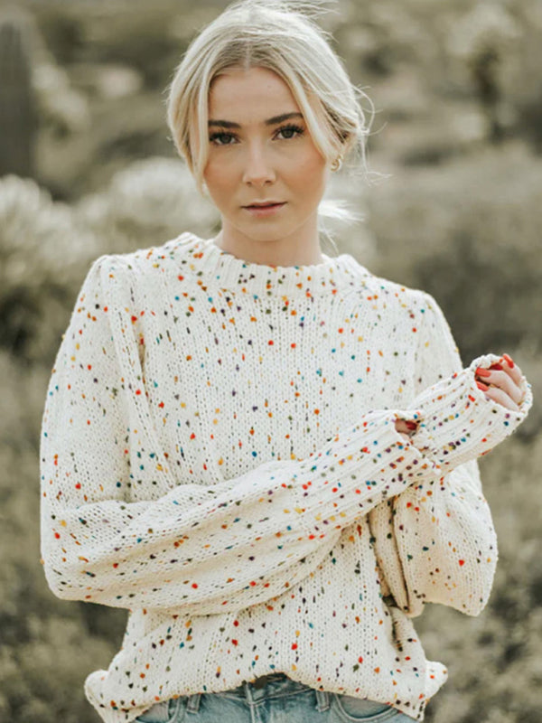 Levoire | Femmes pull à pois coloré à manches longues