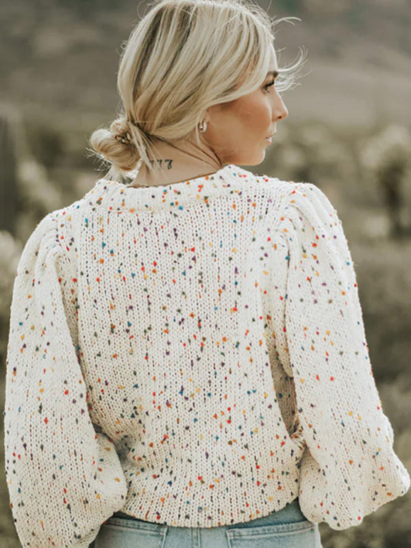 Levoire | Femmes pull à pois coloré à manches longues
