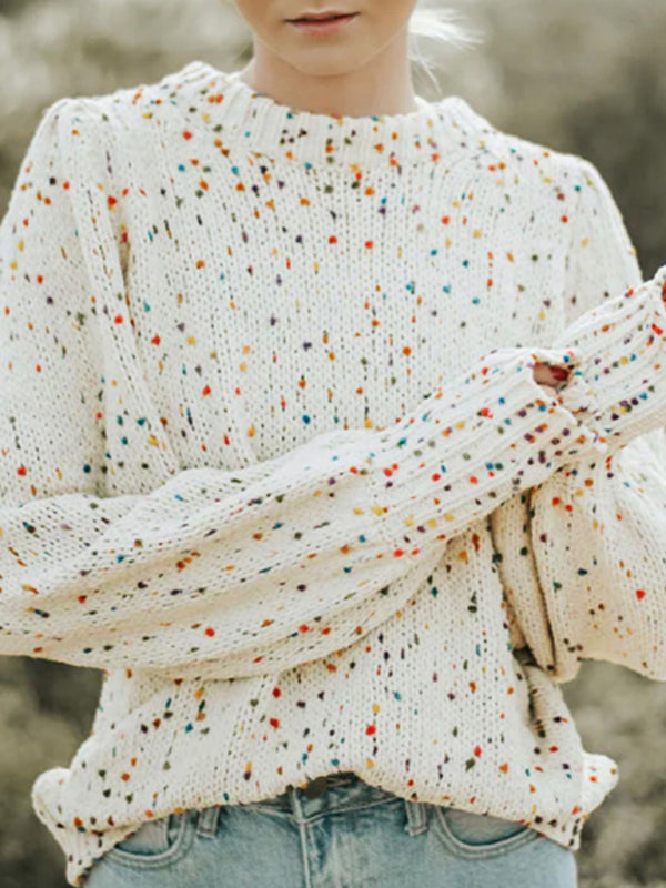Levoire | Femmes pull à pois coloré à manches longues Krakker khaki