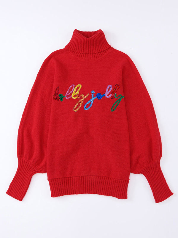 Levoire | Pour femmes haut col long à manches longues à imprimé lettres sweatshirt