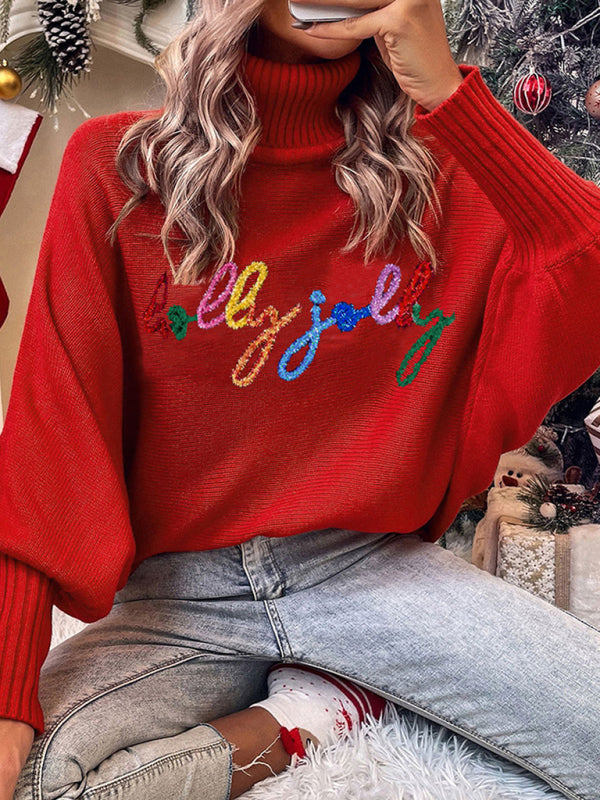 Levoire | Pour femmes haut col long à manches longues à imprimé lettres sweatshirt Rot