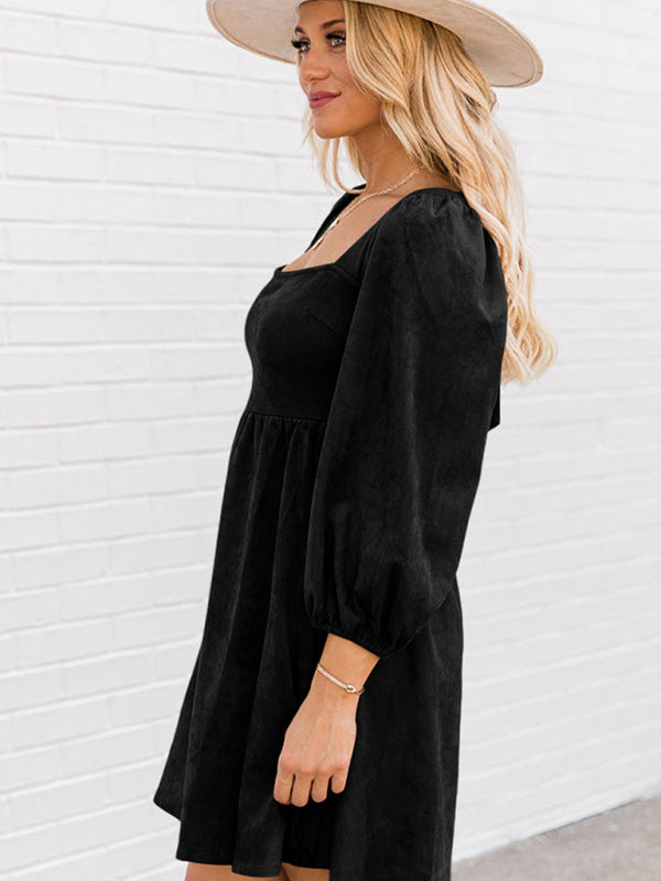 Levoire | Robe A-line longue à manches longues à taille haute pour femmes