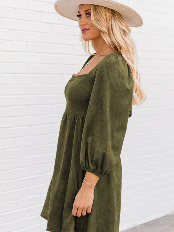 Levoire | Robe A-line longue à manches longues à taille haute pour femmes