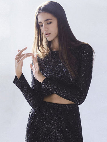 Levoire | Nouvelle femme Haut à manches longues Jupe longue Combinaison à sequins
