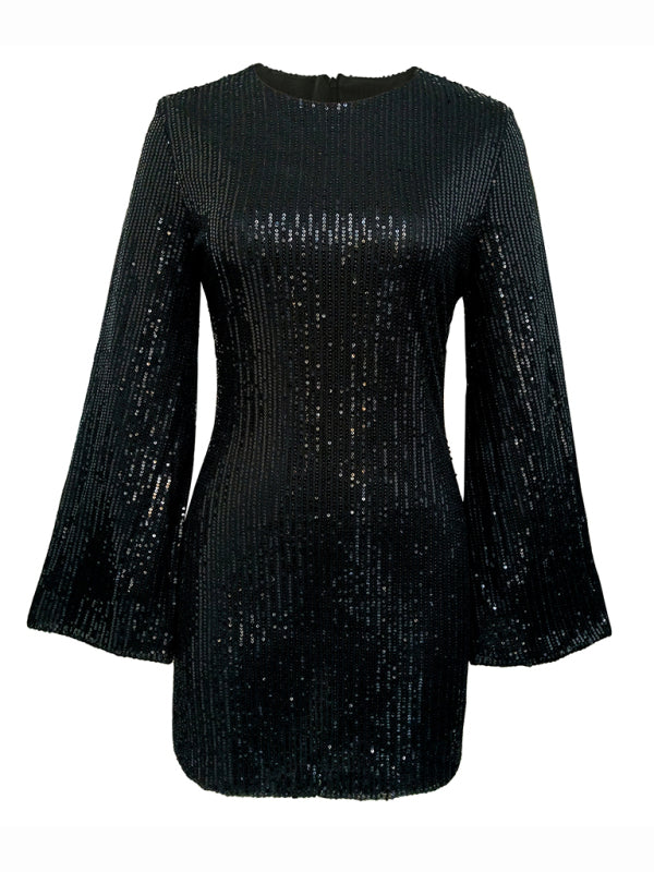 Levoire | Robe brillante décontractée à manches en paillettes pour mère