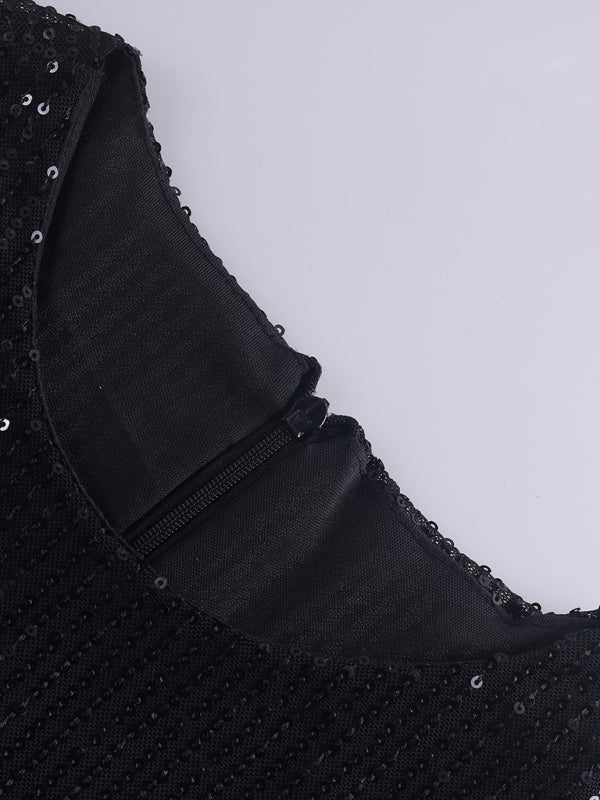 Levoire | Robe brillante décontractée à manches en paillettes pour mère