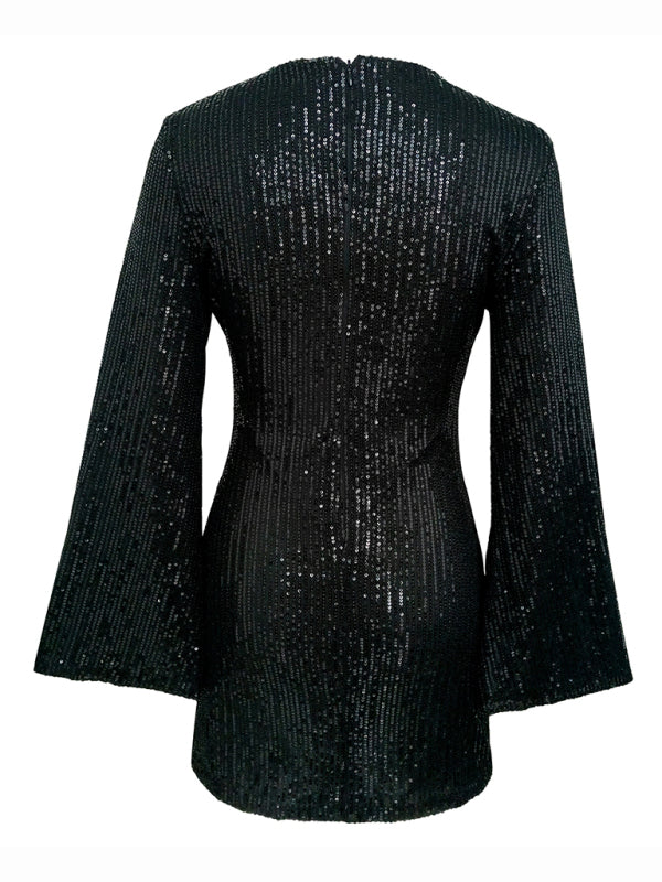 Levoire | Robe brillante décontractée à manches en paillettes pour mère