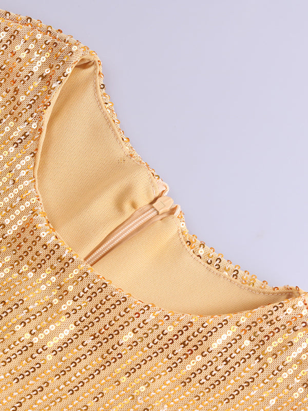 Levoire | Robe brillante décontractée à manches en paillettes pour mère