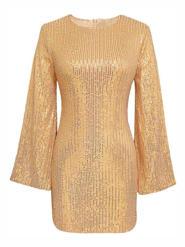 Levoire | Robe brillante décontractée à manches en paillettes pour mère