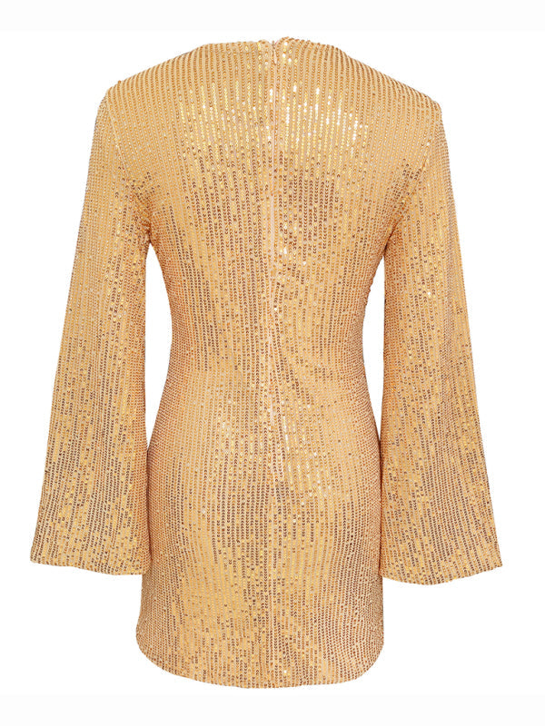 Levoire | Robe brillante décontractée à manches en paillettes pour mère