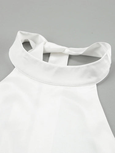 Levoire | Nouveau haut en satin français dos nu halter taille haute jupe ensemble deux pièces