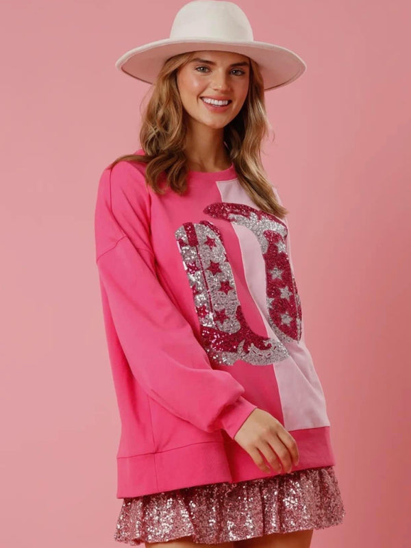 Levoire | Pour femmes Bottes à paillettes couleur bloquée Chemise à manches longues