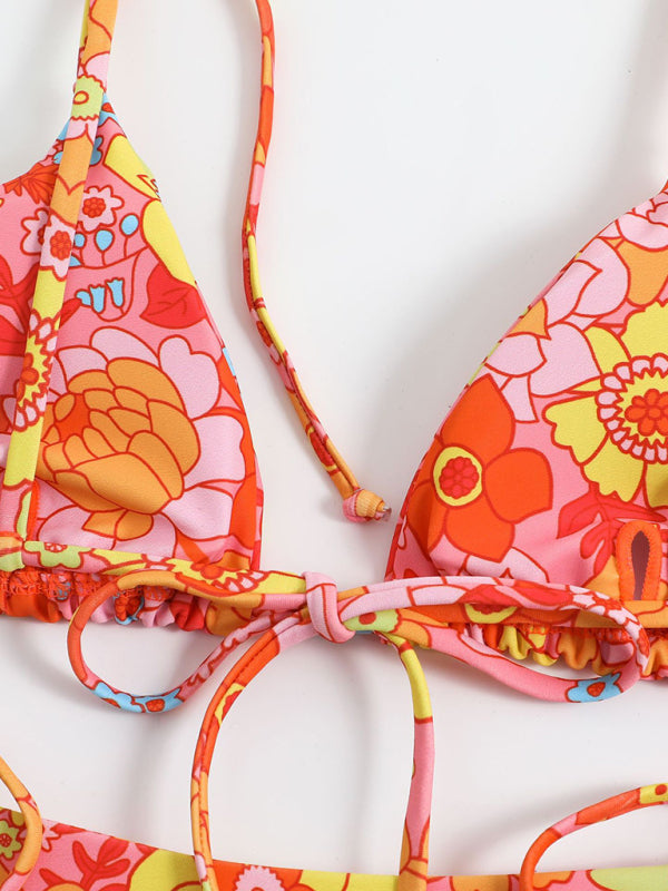 Levoire | Ensemble de bikini taille haute sans bretelles à imprimé féminin