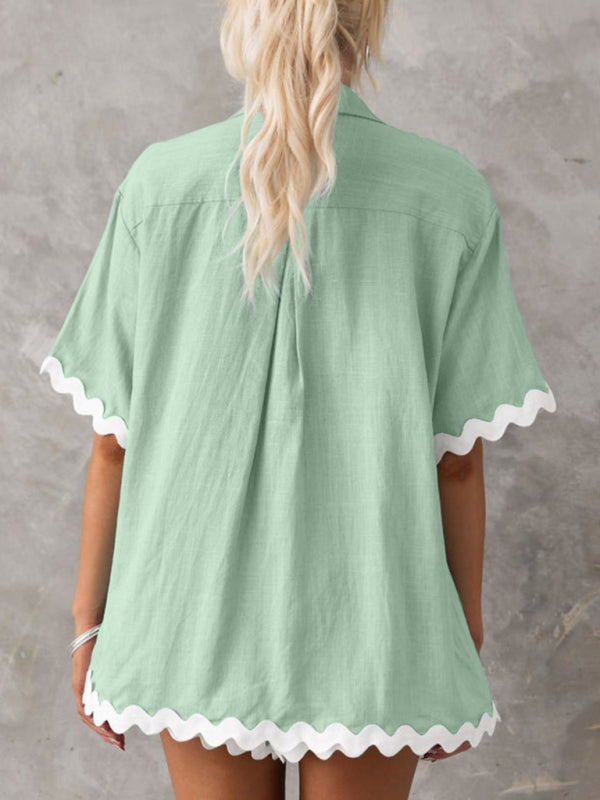 Levoire | Nouvel ensemble féminin simple et élégant de pull court vêtements de loisirs (sans sous-vêtement)