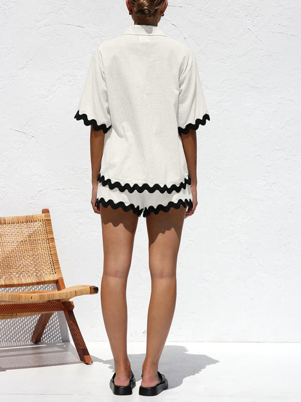 Levoire | Nouvel ensemble féminin simple et élégant de pull court vêtements de loisirs (sans sous-vêtement)