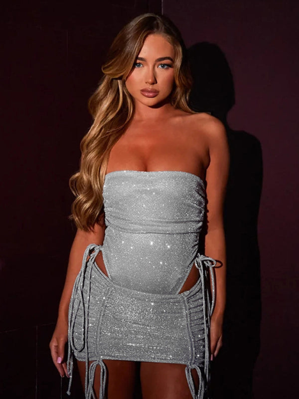 Levoire | Jupe sexy mettant en valeur les hanches avec lien, à enfiler, jupe étroite, Ensemble deux pièces