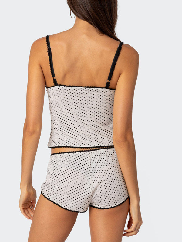 Levoire | Pour femmes nouveau moderne top à dos nu à pois avec des parties intérieures nettes ensemble sexy à deux pièces
