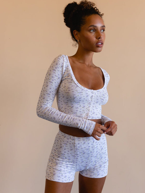 Levoire | Femmes Nouvelles Manches Longues Courtes Imprimé Confortable Ensemble De Maison