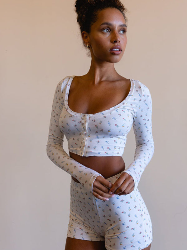Levoire | Femmes Nouvelles Manches Longues Courtes Imprimé Confortable Ensemble De Maison